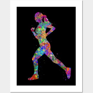 Runner girl watercolor art Posters and Art